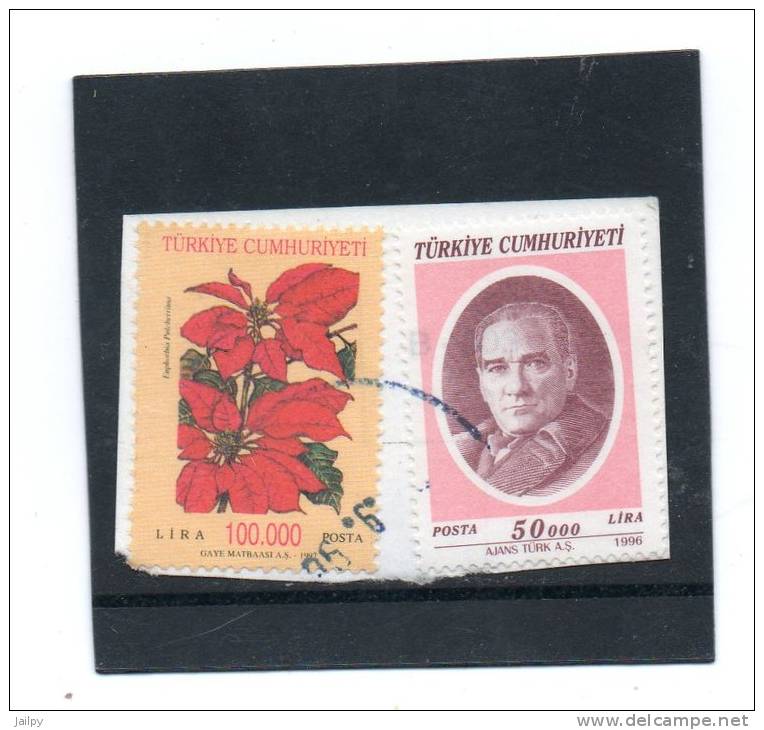 TURQUIE    2 Timbres  50,000 Et 100,000      Année 1996 Et 97   (sur Fragment Oblitérés) - Used Stamps