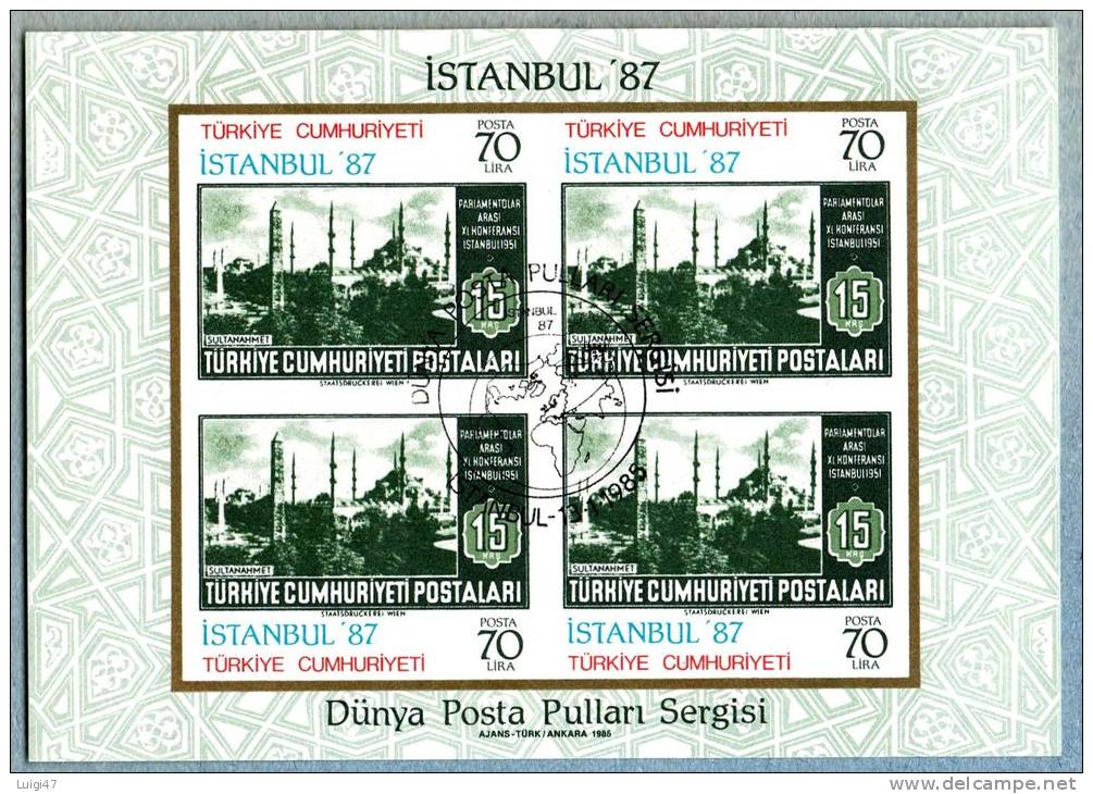 1985 Turchia - Istambul '87 Foglietto N° 26 - Other & Unclassified