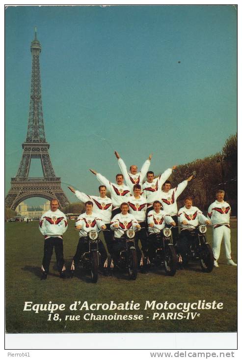 MOTOS - Equipe D'Acrobatie Motocycliste - PARIS IVème Arrondissement (carte Dédicacée) - Motorfietsen