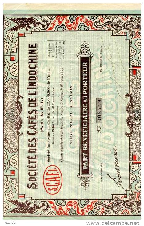 Cafés De L'INDOCHINE EN 1926 - Asia