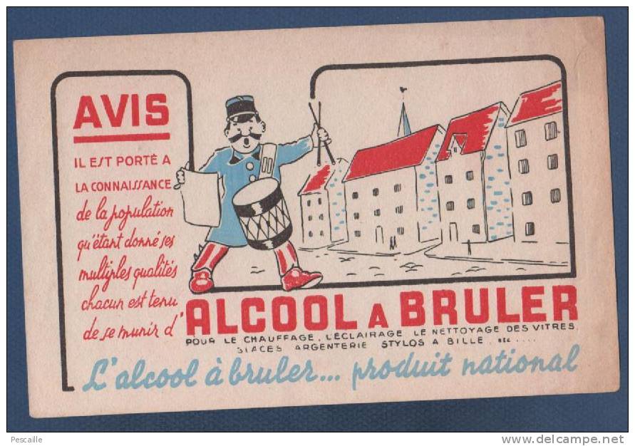 BUVARD ALCOOL A BRULER PRODUIT NATIONAL - GARDE CHAMPETRE AVEC TAMBOUR - Öl & Benzin