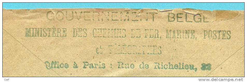 Brief Met Stempel PARIS 8/6/15 Met Stempel GOUVERNEMENT BELGE / Ministere Des Chemins De Fer, Marine, Postes Et Tele.. - Belgisch Leger