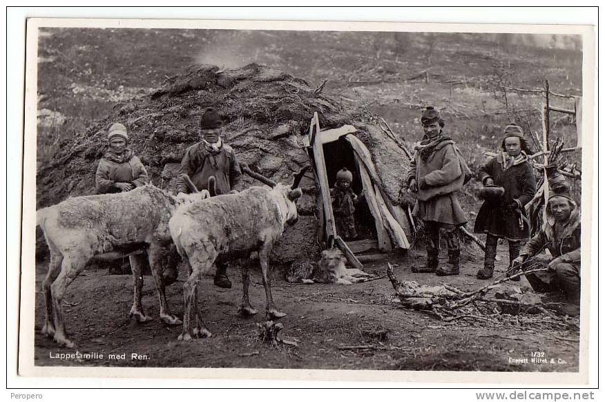 AK NORWEGEN Lappefamilie Med Ren Norway Norge  OLD POSTCARD - Norwegen