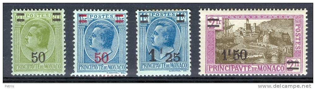 Monaco 1926 Surcharged 4 Val MH - Lot. 1160 - Sonstige & Ohne Zuordnung