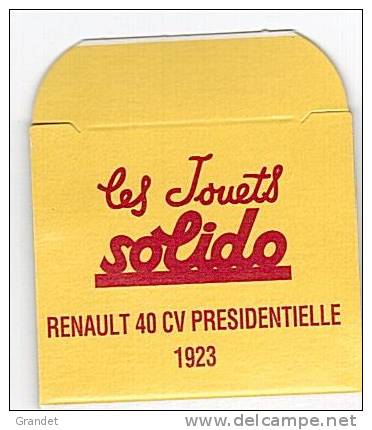 SOLIDO - BOITE VIDE  - RENAULT 40CV PRESIDENTIELLE - 1923. - Autres & Non Classés