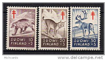 FINLANDE 1957 - Mammiferes (Glouton, Lynx, Renne)- Serie Neuve Sans Charniere (Yvert 458/60) - Unused Stamps