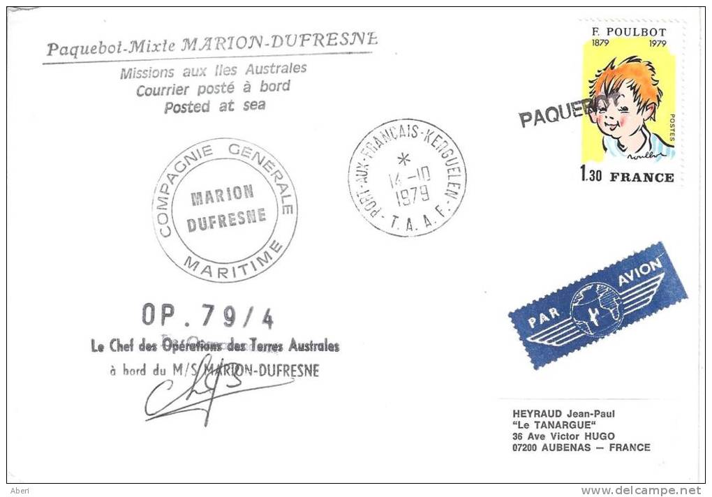 8950  MARION DUFRESNE - OP 79-4 - KERGUELEN PAQUEBOT - Lettres & Documents