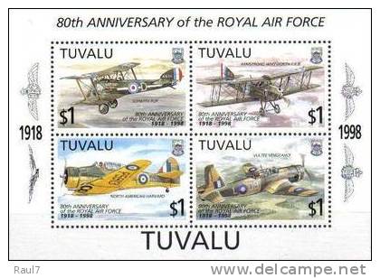 Tuvalu - 1998 - 80e Ann RAF, Avions - BF Neufs ** // Mnh - Tuvalu (fr. Elliceinseln)