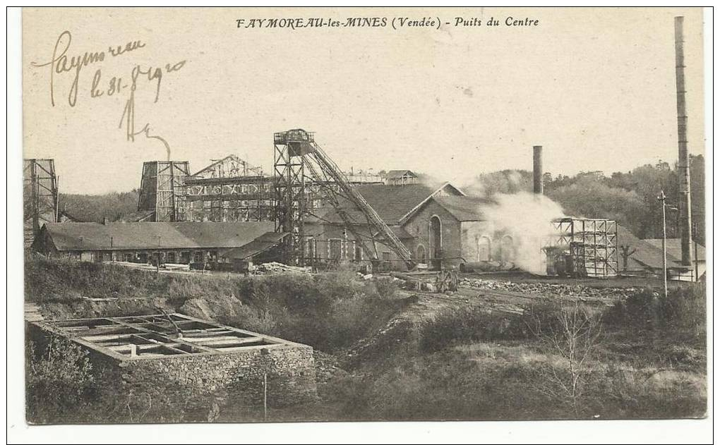 FAYMOREAU-les-MINES (Vendée) - Puits Du Centre - 1920 - Autres & Non Classés