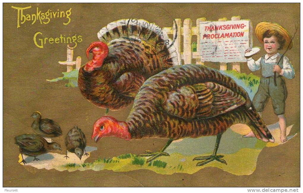 Illustrée Gaufrée : THANKSGIVING GREETINGS - Thanksgiving