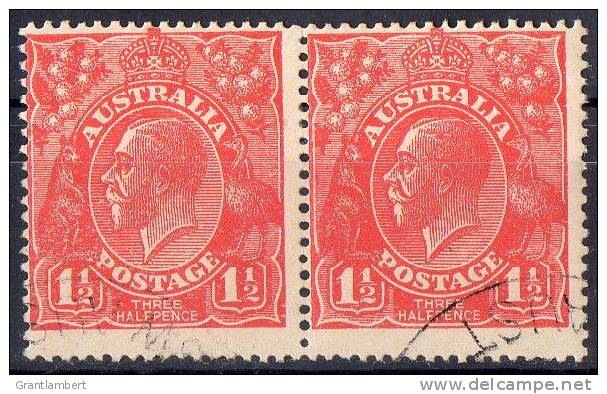 Australia 1924 King George V - No Wmk 1.5d Used Pair - SG 84 - Oblitérés