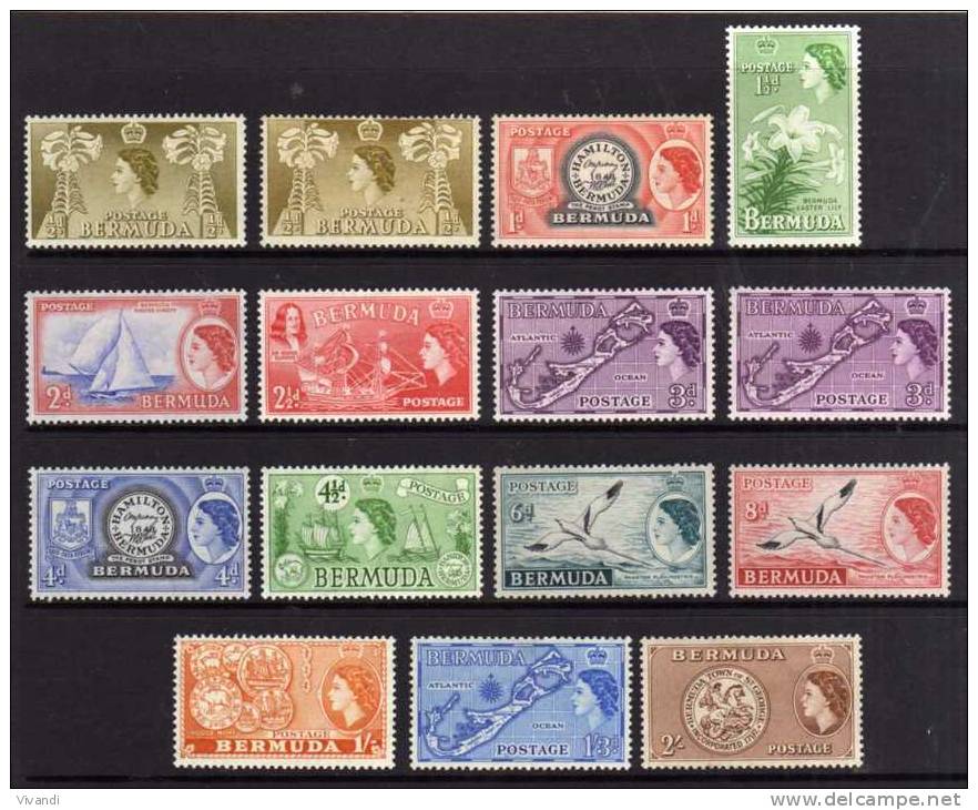 Bermuda - 1953/57 - Definitives (Part Set) - MH - Bermudes