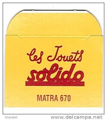 SOLIDO - BOITE VIDE  - MATRA 670 - 1972. - Autres & Non Classés
