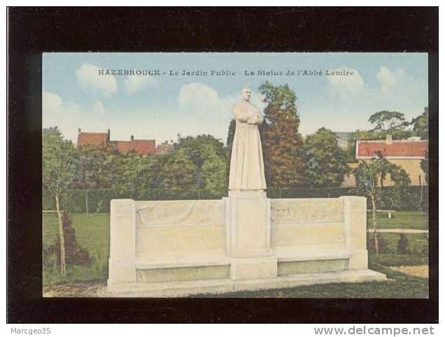 59 Hazebrouck Le Jardin Public La Statue De L'abbé Lemire édit. Moffelein Couleur - Hazebrouck