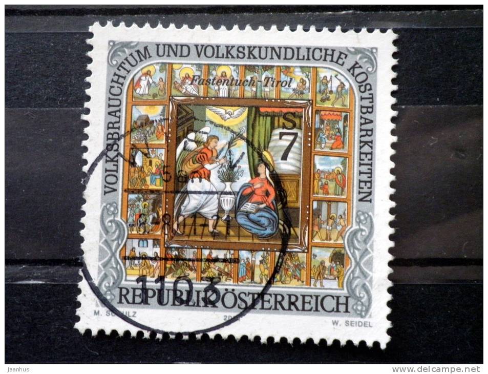 Austria - 2001 - Mi.nr.2343 - Used - Folk Customs And Folk Treasures - Osttiroler Fastentuch (details) - Oblitérés