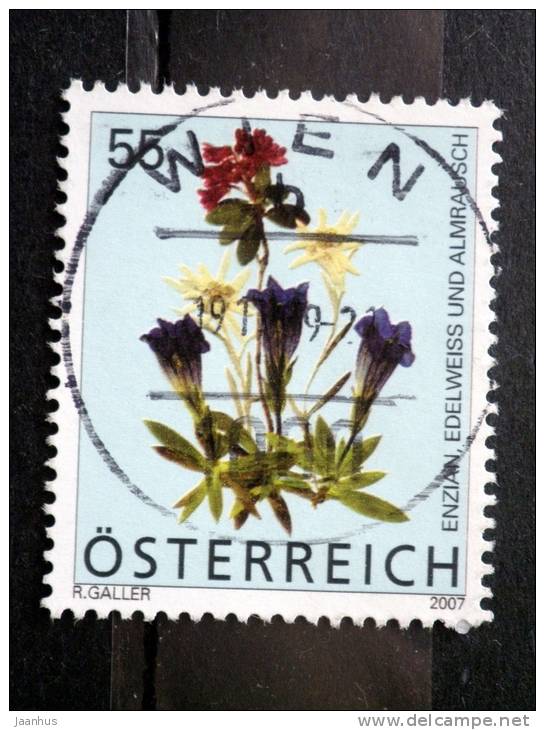 Austria - 2007 - Mi.nr.2631 - Used - Flowers - Gentian Edelweiss Alpenrose - Definitives - Used Stamps