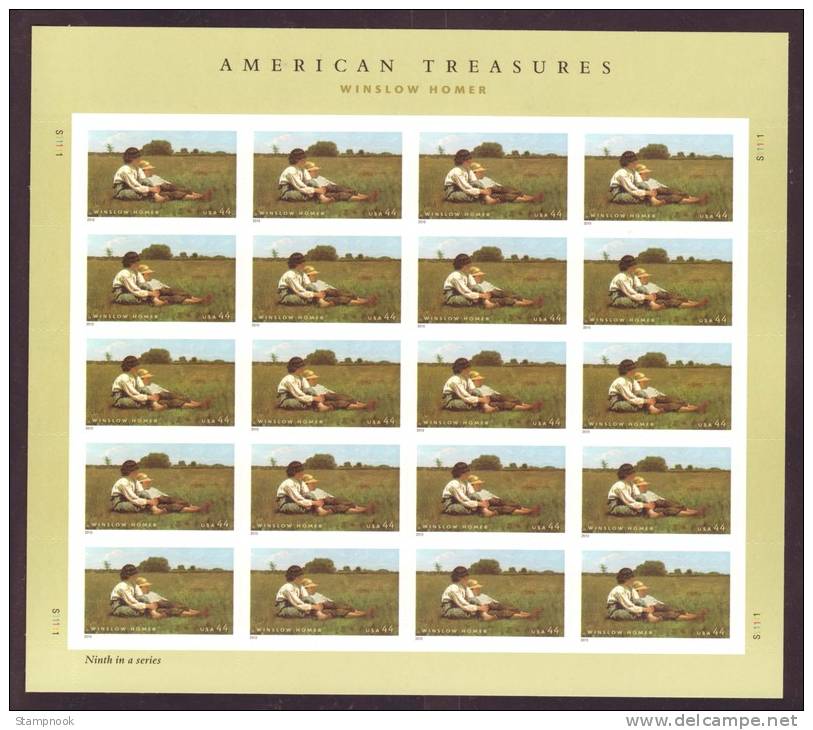 USA Scott 4473 Winslow Homer  Artist Sheet Of 20 Mint NH - Neufs