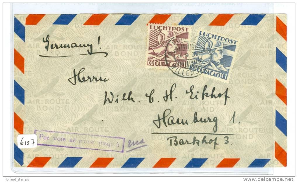 CURACAO * LUCHTPOST * AIRMAIL * LP 9 + 13 * BRIEFOMSLAG Uit 1937 Van WILLEMSTAD Naar HAMBURG DEUTSCHLAND (6157) - Curacao, Netherlands Antilles, Aruba