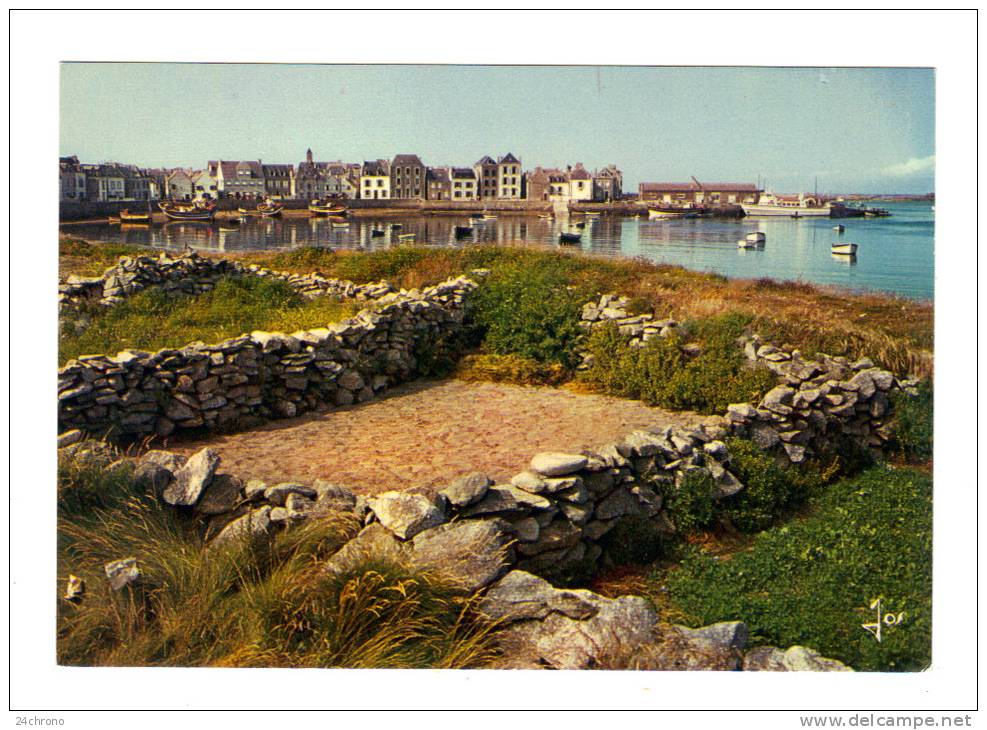 Ile De Sein: Le Port, Les Quais, Les Petits Champs Proteges Du Vent Par Des Muretins De Pierre (12-4092) - Ile De Sein