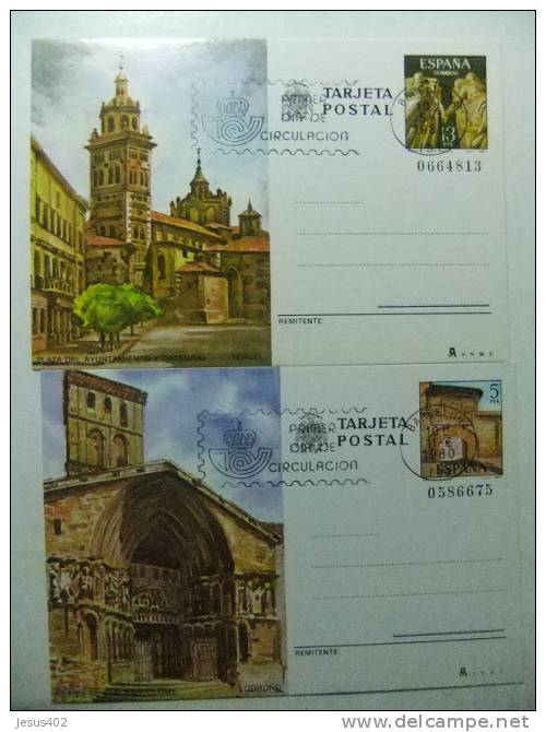 ESPAÑA 1980 ENTERO POSTAL LOGROÑO Y TERUEL 1º DIA DE CIRCULACION 11/6/80 - 1931-....