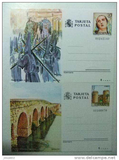 ENTERO POSTAL 1984 BADAJOZ Y MURCIA Edifil Nº 137 / 138 NUEVAS - 1931-....