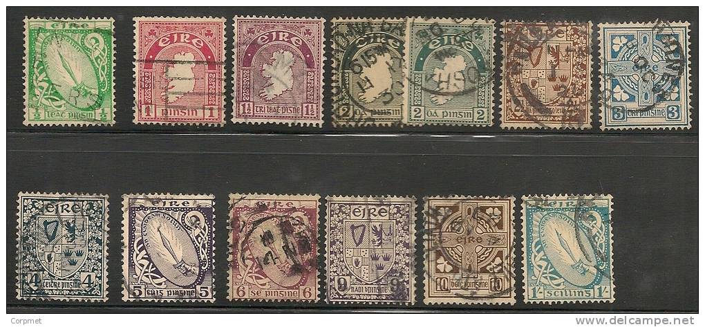 IRELAND - EIRE - IRISH FREE STATE - 1922-4  Yvert  # 40/51 Set Completed - # 43 Two Shades -  USED - Other & Unclassified