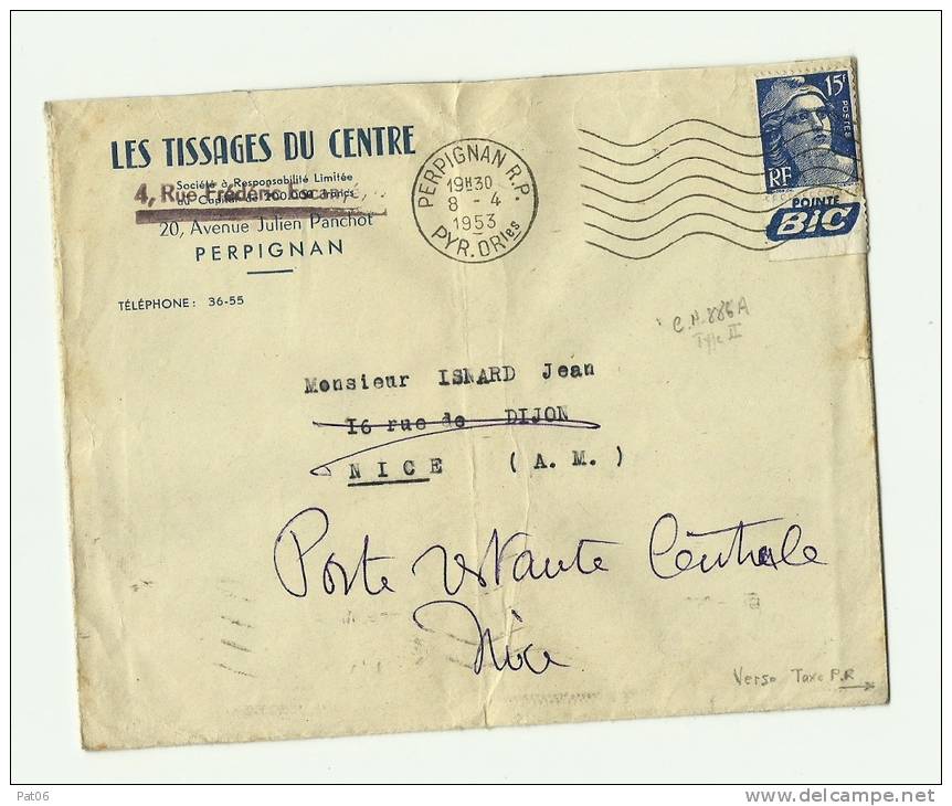 66 &ndash; PYRENEES ORLES   PERPIGNAN  LSI En P.R.  -  Tarif à 25F. (6.1.1949/30.6.1957)N°88 6 Type II Carnet Pub - 15f. - 1945-54 Marianne Of Gandon