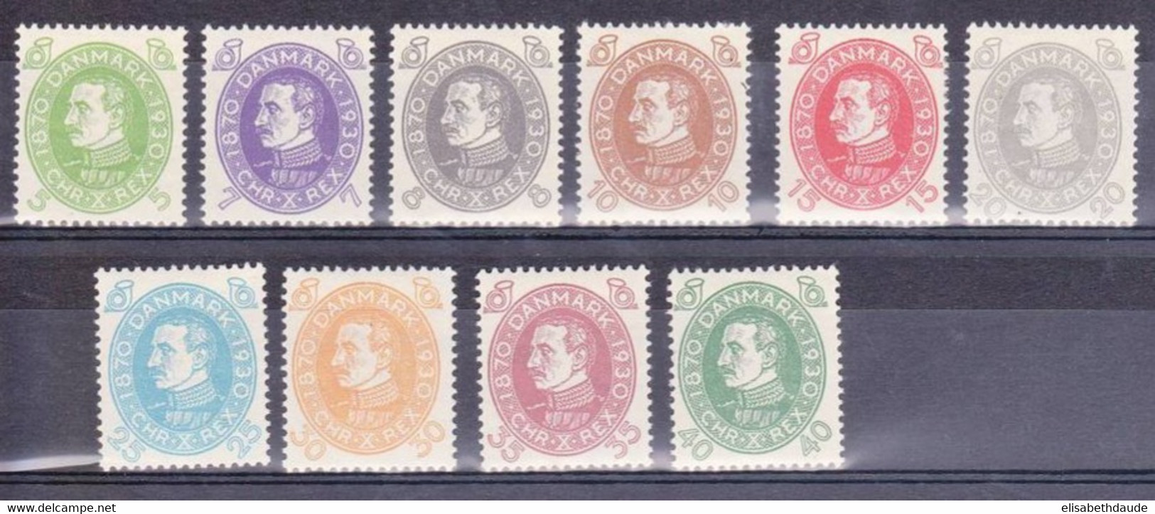 DANEMARK - 1930 - YVERT N° 197/206 * - COTE = 130 EUROS - CHARNIERES FORTES + QUELQUES ADHERENCES - Unused Stamps