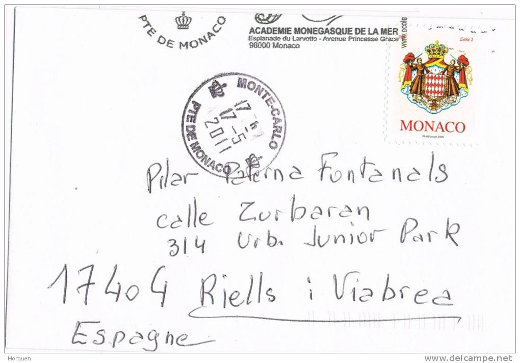 Carta MONTECARLO (Monaco) 2011 A España - Brieven En Documenten