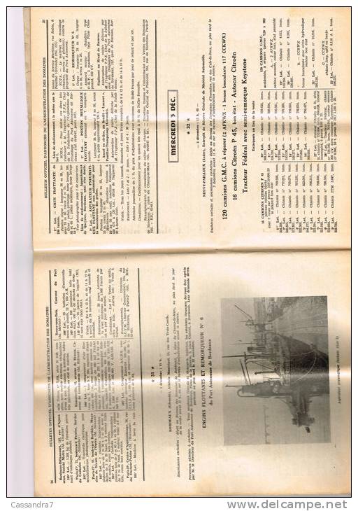 Bulletin Officiel D´Annonces D´Administration Des Domaines-N°247 Ponton-grue Bordeaux-remorqueur-vedette-paquebot,athos - Autres & Non Classés