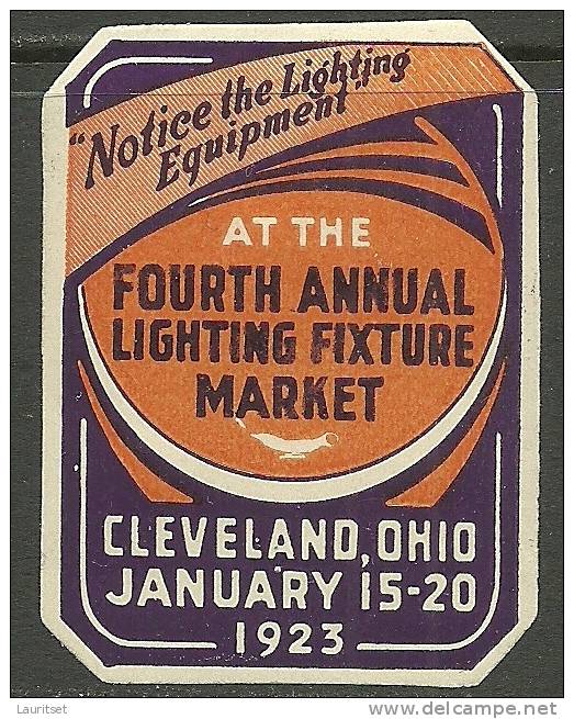 USA Old Vignette Cinderella Advertising Fourth Annual Lightning Fixture Market Cleveland Ohio 1923 - Unused Stamps