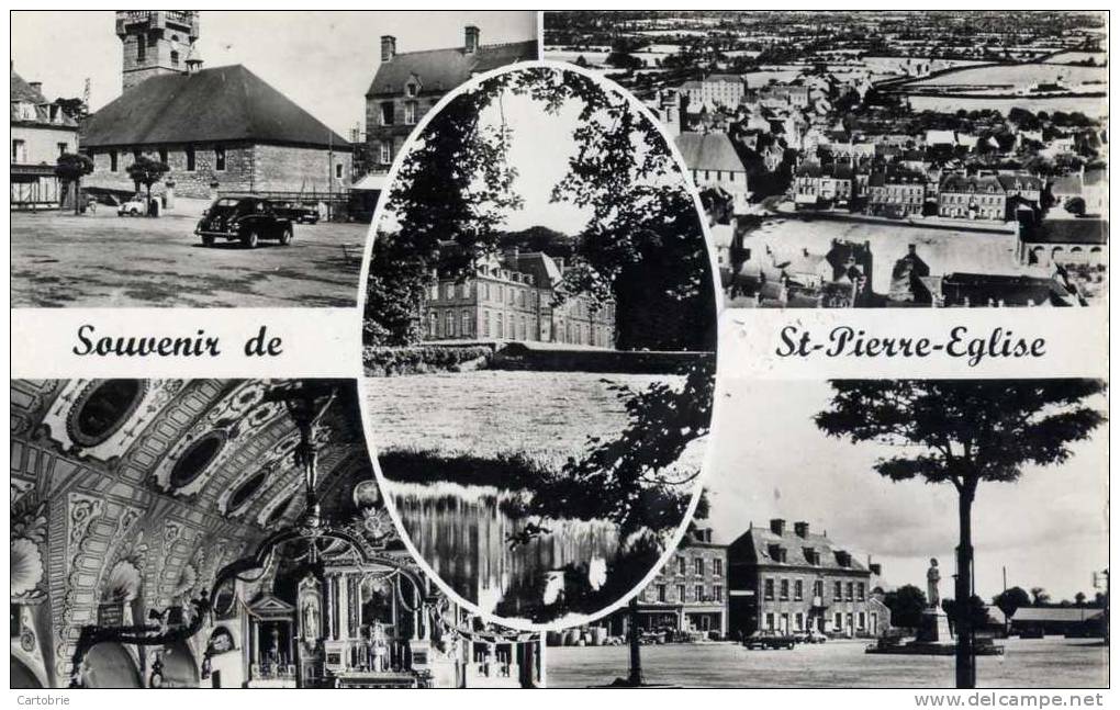 50 - SAINT-PIERRE-ÉGLISE - Souvenir De St-Pierre-Église - CPSM Multi-vues (5 Vues) - Saint Pierre Eglise