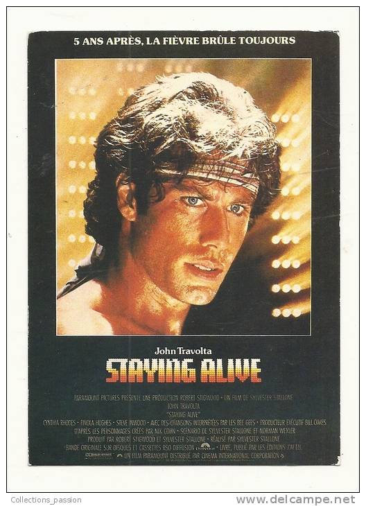 Cp, Affiche Sur Carte, "Staying ALive" - John Travolta, Voyagée 1989 - Affiches Sur Carte