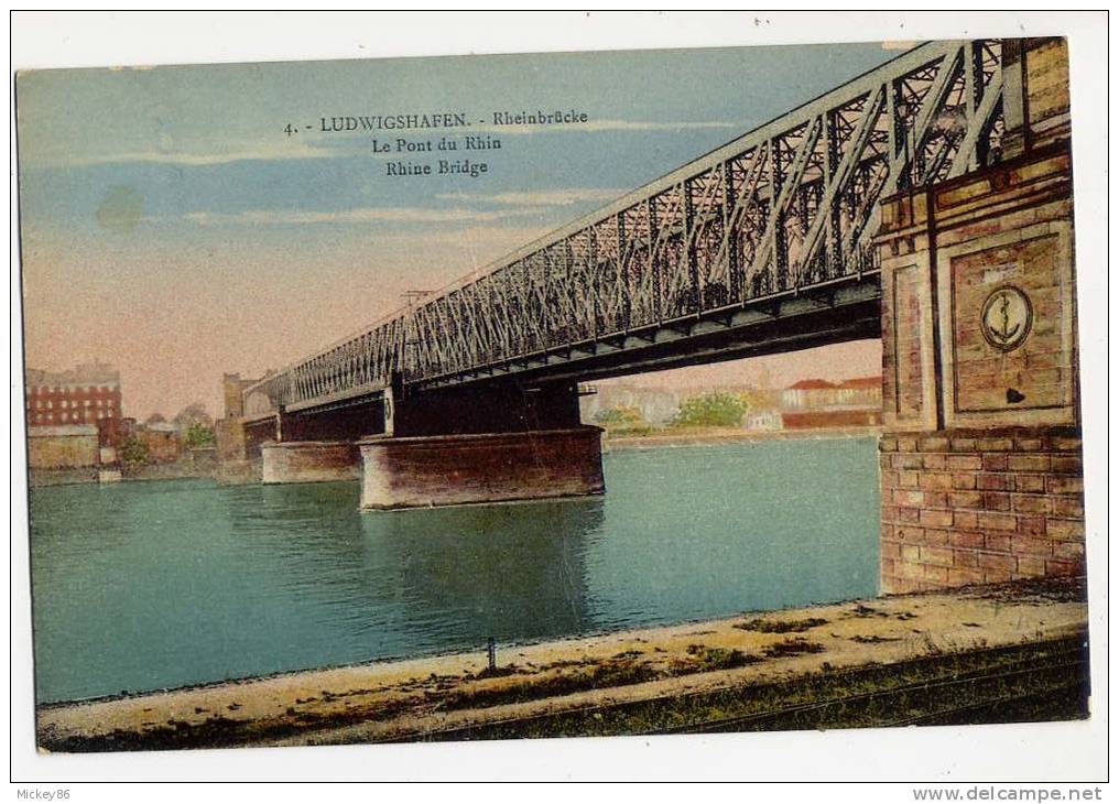 Allemagne-- LUDWIGSHAFFEN---1929----- ----Le Pont Du Rhin --carte Colorisée--  N° 4  éd   ????????? - Ludwigshafen