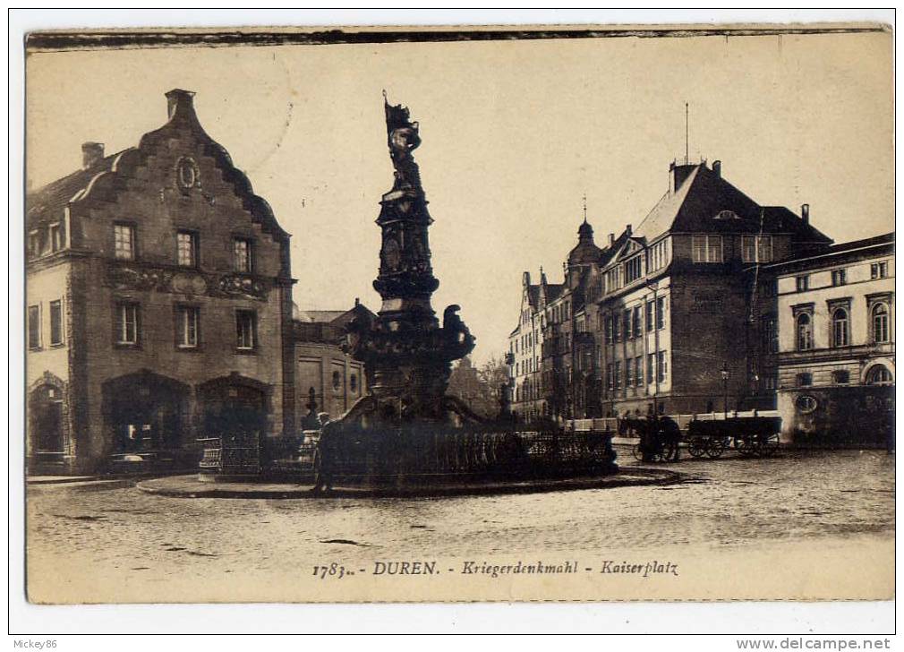 Allemagne--DUEREN,DUREN-- 1927--Kriegerdenkmahl---- Kaiserplatz (animée,attelage) N° 1783  éd ???? - Düren