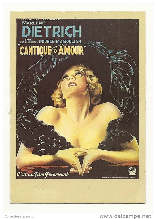 Cp, Affiche Sur Carte, Collection Télérama, La Mémoire Du Cinéma - Cantique D'Amour - Avec Marlène Dietrich - Affiches Sur Carte