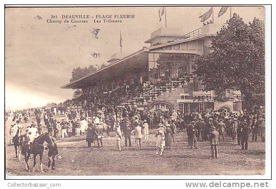 DEAUVILLE PLAGE FLEURIE ANIMATED HORSE RACE  Vintage Original  Postcard Ca1900 Ak Cpa [WIN3_461] - Horse Show