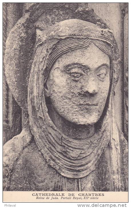 4 Cartes  De La Cathédrale De Chartres : Roi Et Reine De Juda - Monumenten