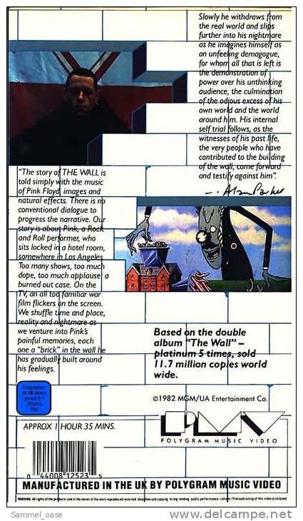 VHS Musikvideo  Pink Floyd  ,  The Wall  ,  Von 1982 - Concert & Music