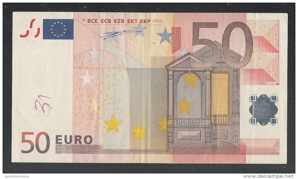 EURO - GERMANIA - 2002 - RARA BANCONOTA DA 50 EURO DUISENBERG SERIE X (R013C5) - CIRCOLATA - IN BUONE CONDIZIONI. - 50 Euro