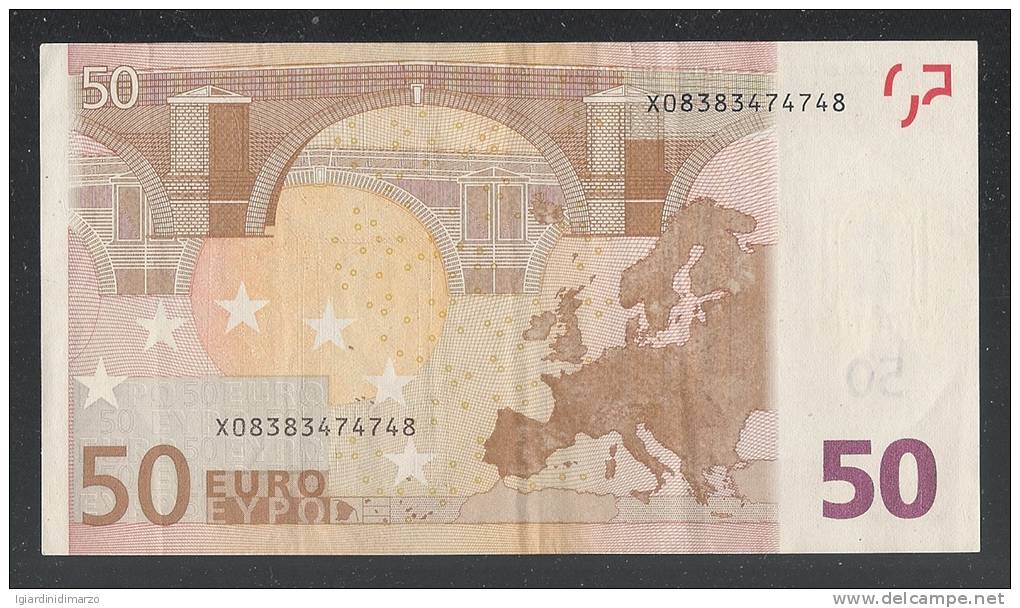 EURO - GERMANIA - 2002 - RARA BANCONOTA DA 50 EURO DUISENBERG SERIE X (R013C5) - CIRCOLATA - IN BUONE CONDIZIONI. - 50 Euro