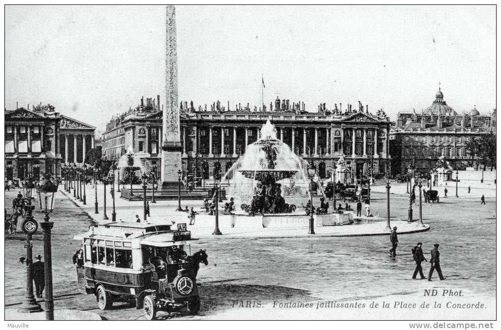 PARIS Fontaines Jaillissantes De La Place De La Concorde (animée-autobus) - Squares