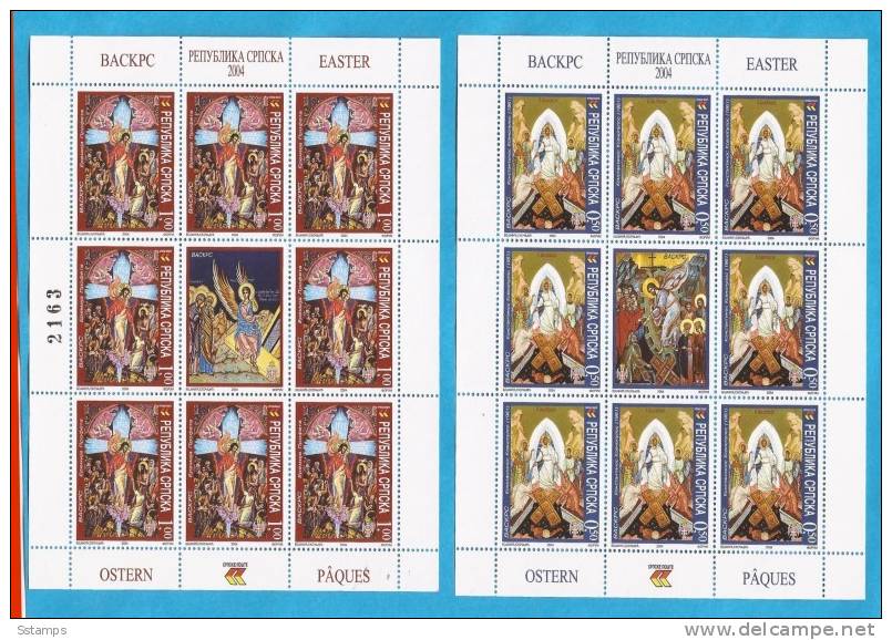 2004X  298-99   BOSNIA ERZEGOVINA REPUBLIKA SRPSKA  PASQUA  ARTE RELIGIONE PITTURA   MNH - Easter