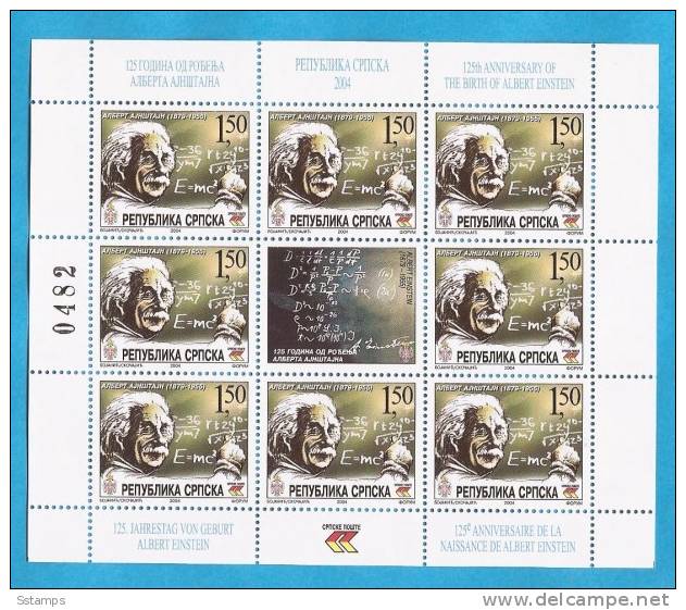 2004X  297  BOSNIA ERZEGOVINA REPUBLIKA SRPSKA  ALBERT EINSTEIN   PHYSICS, NOBEL PRIZE    MNH - Albert Einstein