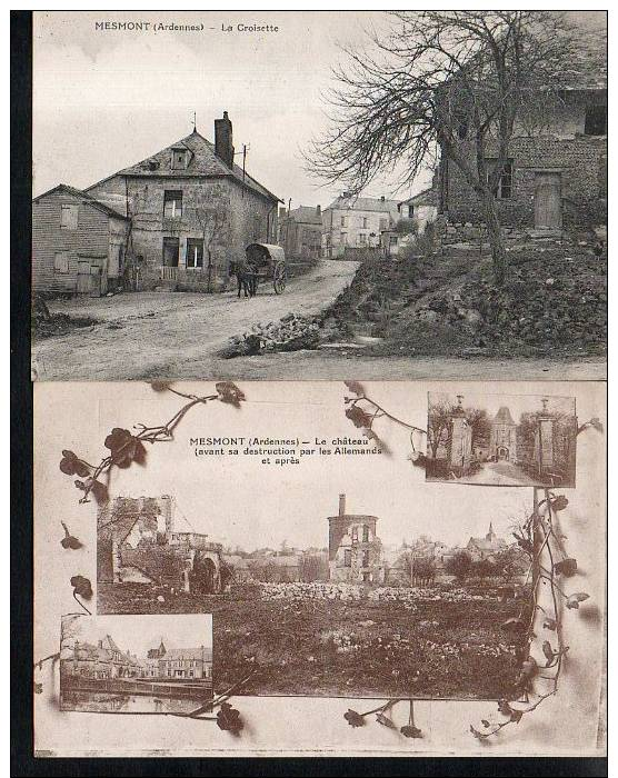 MESMONT LOT DE 2 CARTES La Croisette , Le Chateau (ardennes 08 ) - Andere & Zonder Classificatie