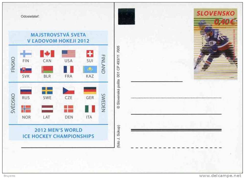 Entier Postal Sur Carte Postale Avec Illustration En 3D "Championnat Du Monde De Hocquey Sur Glace" (2012) - Postcards