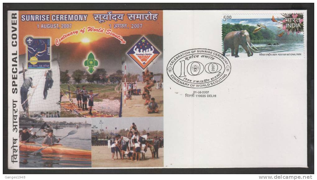 INDIA  2007  Centenary Of World Scouting  Sunrise Ceremony Cover  #  36796   Indien Inde - Other & Unclassified