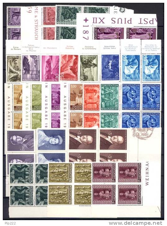 Liechtenstein 1959 Annata Completa In Quartina / Complete Year Set Block Of 4 **/MNH VF - Vollständige Jahrgänge