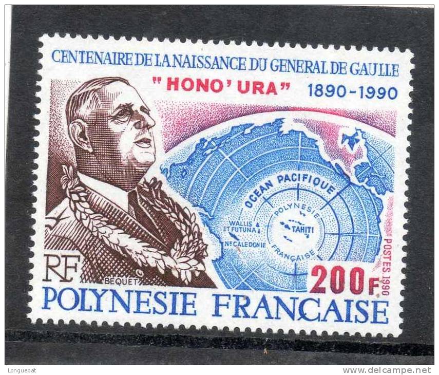 POLYNESIE Française :  Général De Gaulle  : 100 Ans De Sa Naissance  : Portrait Et Mappemonde - Président Français - - Nuevos