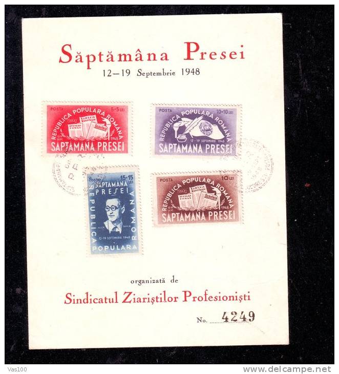 CORTON PHILATELIC 1948 PERF,+IMPERF,SAPTAMANA PRESEI,7 STAMPS,ROMANIA. - Libretti